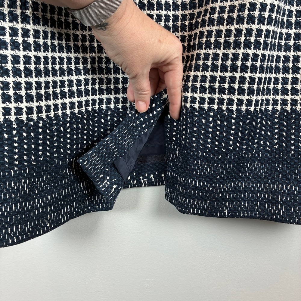 J.Crew Women's 12 Sheath Dress Navy White Check‎ Tweed Work Cocktail Timeless - Picture 12 of 14